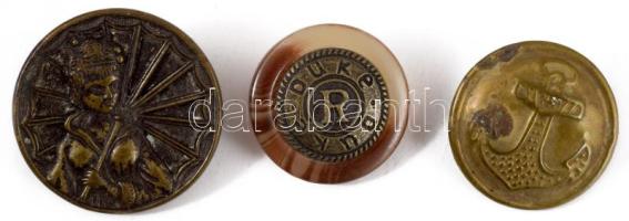 6 darab régi gomb, militária darabokkal