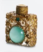 Antik parfümös szelence, gazdag díszítéssel, m: 5 cm