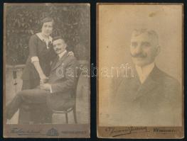 cca 1910-1920 2 db kabinetfotó marosvásárhelyi (Joánovics, Farkas) műtermekből, 16,5×10,5 cm