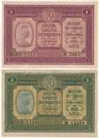 Olaszország 1918. Velence / Osztrák-magyar megszállás 1L + 2L T:XF, szép papír Italy 1918. Venice / Austro-Hungarian occupation 1 Lira + 2 Lire C:XF, fine paper Krause P#M4, P#M5