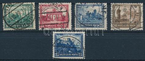 Deutsches Reich 1930-1931 Épületek bélyegek 5 érték Mi 450-453 + 461 (Mi EUR 180.-)