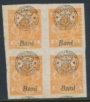 Nagyvárad 1919 Hírlapbélyeg négyestömb alulra csúszott "Bani" felirattal, Bodor vizsgálójellel