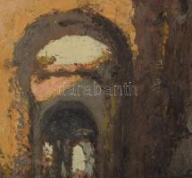 Jelzés nélkül: Vörös blúzos lány. Olaj, rétegelt lemez. A hátoldalán lemez kissé sérült. Fakeretben,...