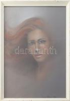 Farkas Károly jelzéssel: Vöröshajú lány, 1990. Pasztell, papír. Üvegezett fakeretben, 47×32 cm