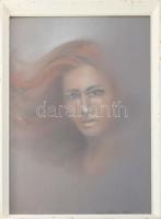 Farkas Károly jelzéssel: Vöröshajú lány, 1990. Pasztell, papír. Üvegezett fakeretben, 47×32 cm