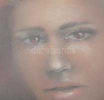 Farkas Károly jelzéssel: Vöröshajú lány, 1990. Pasztell, papír. Üvegezett fakeretben, 47×32 cm