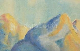 Jelzés nélkül: Hegyvidék. Olaj, vászon, faroston. Dekoratív fakeretben, 32×25,5 cm