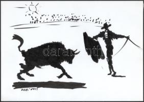 Uli jelzéssel, 2 db mű: Bikaviadal. Tus, papír. 21×29,5 cm