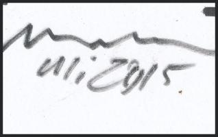 Uli jelzéssel, 2 db mű: Bikaviadal. Tus, papír. 21×29,5 cm