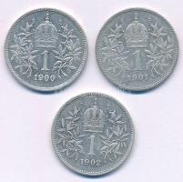 Ausztria 1900-1902. 1K Ag "Ferenc József" (3xklf) T:XF-VF Austria 1900-1902. 1 Corona Ag "Franz Joseph" (3xdiff) C:XF-VF Krause KM#2804