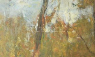 Pogonyi Tibor (1974-): Erdőrészlet. Olaj, farost, jelzett. Dekoratív fakeretben. 40×54 cm