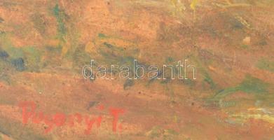 Pogonyi Tibor (1974-): Erdőrészlet. Olaj, farost, jelzett. Dekoratív fakeretben. 40×54 cm