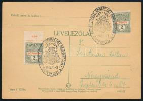 1942 Levelezőlap 2 db Sürgős 2f bélyeggel "SZENT LÁSZLÓ ÜNNEPI HÉT NAGYVÁRADON" alkalmi bélyegzéssel