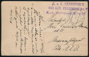 1917 Képeslap "K.u.K. EXPOSITUR II. DES SAN. FELDDEPOT Nr." + "FP 229"