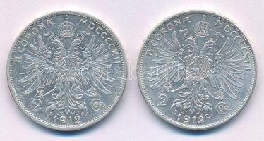 Ausztria 1912-1913. 2K Ag "Ferenc József" (2xklf) T:XF Austria 1912-1913. 2 Corona Ag "Franz Joseph" (2xdiff) C:XF Krause KM#2821