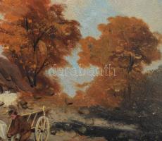 Németh György (1888-1962): Szamárkordé. Olaj, karton, jelzett. Dekoratív fakeretben. 25x34 cm