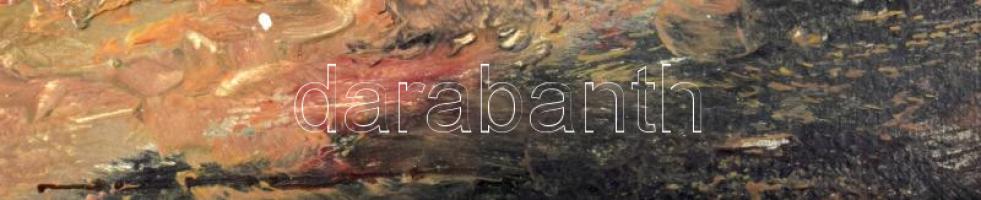 Németh György (1888-1962): Szamárkordé. Olaj, karton, jelzett. Dekoratív fakeretben. 25x34 cm