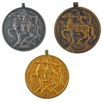 1940 k. "MOVE - Becsülettel a hazáért" sport díjérem füllel (3xklf) aranyozott, ezüstözött és bronz (30-32mm) T:XF,VF