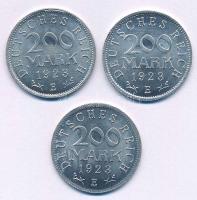 Német Birodalom / Weimari Köztársaság 1923E 200M Al (3x) T:AU,XF German Empire / Weimar Republic 1923E 200 Mark Al (3x) C:AU,XF