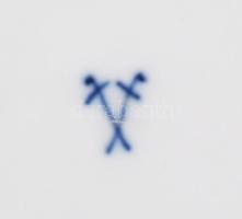 Meissen antik kézzel festett teás csésze, aljjal, jelzett, aranyozáson kopással, kardos jelzés, d: 1...