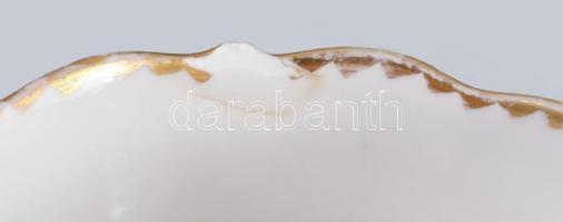 Meissen antik kézzel festett teás csésze, aljjal, jelzett, aranyozáson kopással, csészén lepattanáss...