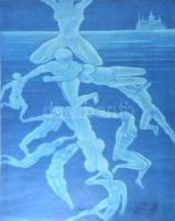 Blaha, Jan (1961-): Prety river. Mezzotinto, papír, Jelzett. 78x49,5 cm.