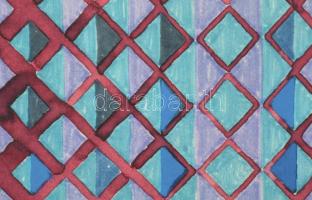 Jelzés nélkül: 7 db geometrikus és op-art kompozíció, 1970-80 körül. Akvarell, papír, feltekerve, ré...