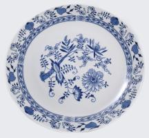 Bohemia hagymamintás kínálótál, jelzett, hibátlan, d: 30 cm