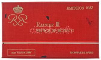 Monaco 1982. 1c-100Fr "III. Rainier" (11xklf) forgalmi sor fóliatokban, tanúsítvánnyal, ka...