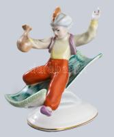 Kőbányai Aladdin figura, jelzett, hibátlan, m: 13 cm