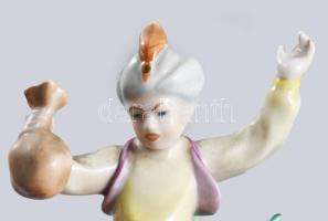 Kőbányai Aladdin figura, jelzett, hibátlan, m: 13 cm