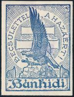 Kertes-Kollmann Jenő (1904-1974): Becsülettel a hazáért, Bánhidi (kisgrafika turul ábrázolással). Klisé, papír, jelzett a klisén és hátoldalán a művész bélyegzésével. 6x4,5 cm