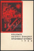 Buday György (1907-1990): Kellemes húsvéti ünnepeket kíván Buday György, 1933. Linómetszet, papír, jelzett a metszeten, 10×7 cm