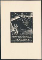 Fery Antal (1908-1994): "Fery Antalék örömmel tudatják, hogy kisleányuk Veronika 1943. IX. 25-én megszületett" (Kisgrafika II. világháborús militária ábrázolással: páncélos, repülők). Linómetszet, papír, jelzés nélkül, 7x5 cm
