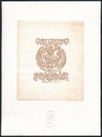 Kass János (1927-2010): Ex libris Kovrig Nagy Ádám, rézkarc, papír, jelzett a karcon, 12x10 cm.