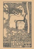 Kozma Lajos (1884-1948): Ez a könyv Dr Balassa Józsefé (szecessziós ex libris). Klisé, papír, jelzett a kliséb, paszpartuban 9,5×6 cm