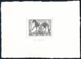 Orosz István (1951-): Ex libris Ujszászi Róbert. Rézkarc, papír, jelzett. 5,5×7 cm