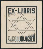 Jelzés nélkül: Ex libris Ellen Borge Ludwigsen (judaika könyvjegy). Klisé, papír. Apró lapszéli foltokkal 5,5x4,5 cm