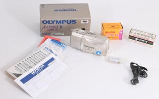 Olympus Mju-II fényképezőgép zoom 80 35mm, 1:2,8 objektívvel, eredeti dobozában, leírással, bontatlan új állapotban, hozzá két csomag filmmel.