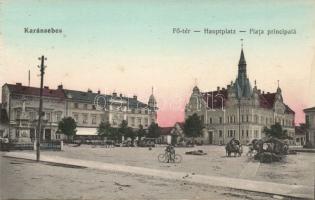 Karánsebes main square with pharmacy