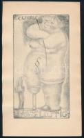 Michel Fingesten (1884-1943): Ex libris Doctor iuris Lustig. Rézkarc, papír, jelzés nélkül. 16x8,5 cm