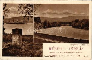 1939 Szob, Ipoly a határhíddal, trianoni határkő (EK)