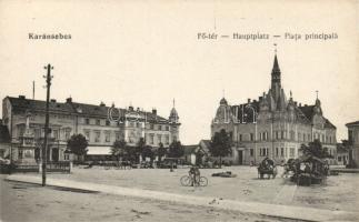 Karánsebes main square with pharmacy