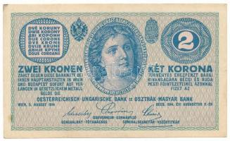 1914. 2K "C 1374 918616" T:F Hungary 1914. 2 Korona "C 1374 918616" C:F Krause P#17