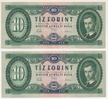 1960. 10Ft (2x) sorszámkövetők "A 539 067075 - 539 067076" T:AU, hullámos papír Adamo F5