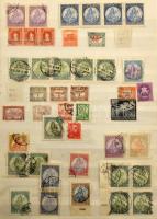 Régi magyar bélyegek Abria berakóban, benne sok összefüggés, egykörös bélyegzés