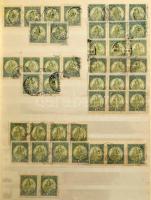 Régi magyar bélyegek Abria berakóban, benne sok összefüggés, egykörös bélyegzés