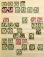 Régi magyar bélyegek Abria berakóban, benne sok összefüggés, egykörös bélyegzés