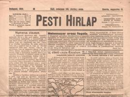 1920 A Pesti Hírlap 1920. augusztus 25-i száma, a címlapon a numerus claususról (a zsidóság egyetemi...