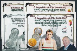 2020 A Nemzet Sportolója Zsivótzky Gyula 4 db-os emlékív garnitúra, 3 db azonos sorszámmal (No. 00019) + 1 db 00000 piros sorszámmal